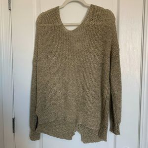 Tan Lightweight Sweater with Criss Cross Back